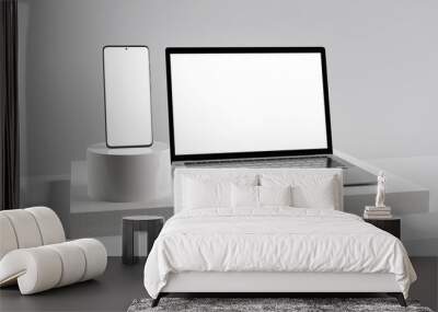 Isolated Devices Mockup - 3d rendering. Wall mural