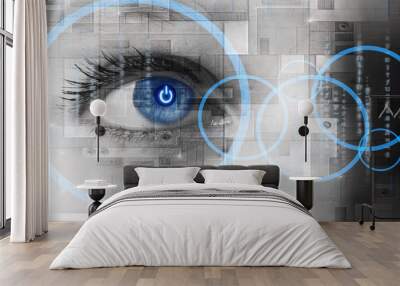 oiel humain et informatique - concept technologie Wall mural