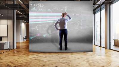 Stock exchange trading data information displayed on a futuristic interface Wall mural