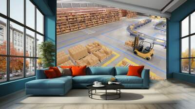 Warehouse goods stock background 3d rendering Wall mural