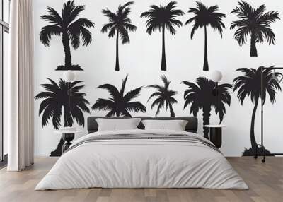 Palm tree background, several coconut trees, palm trees, summer, large background Wall mural