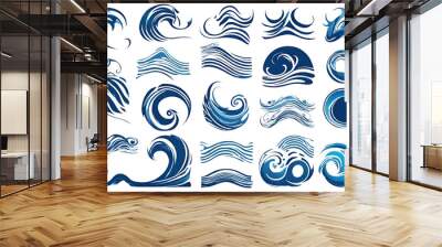 Wave pattern sea vector, seamless illustration design, ocean waves wallpaper Wall mural