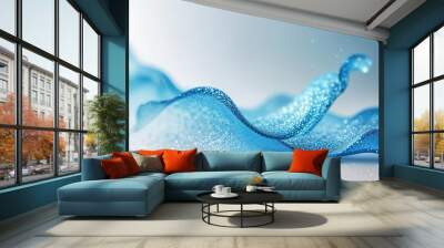 Abstract background with a blue wave with shimmering glitter Wall mural