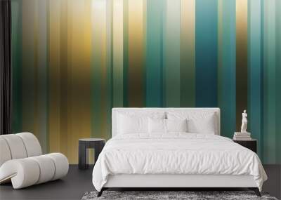 Abstract striped green, gold, beige and blue. Modern blurry gradient wallpaper Wall mural