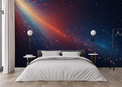 Background with stars and colorful streaks of light Wall mural