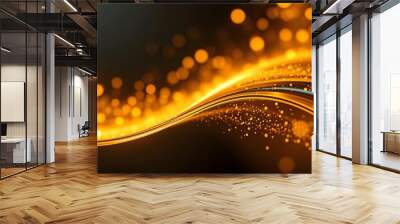 Luxury abstract background with the gold light wave Wall mural