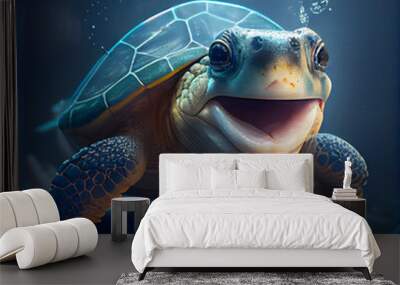 A laughing turtle under water Wall mural