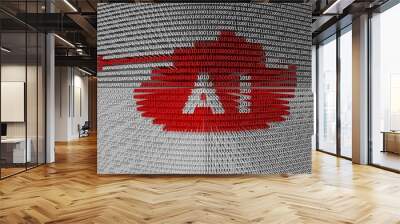 AI tank binary code 3D illustration Wall mural