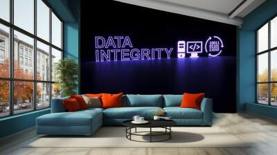 Data integrity neon concept self illumination background 3D illustration Wall mural