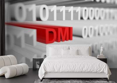 DMI in binary code with blurred background 3D illustration Wall mural