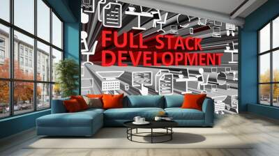 FULL STACK DEVELOPMENT concept blurred background 3d render illustration Wall mural