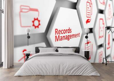 Records management concept cell blurred background 3d illustration Wall mural