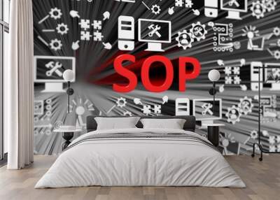 SOP concept blurred background 3d render illustration Wall mural