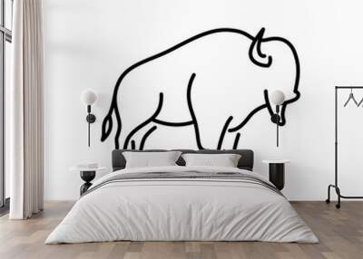 Bison vector icon. Buffalo  illustration. Wild animal sign. Wall mural