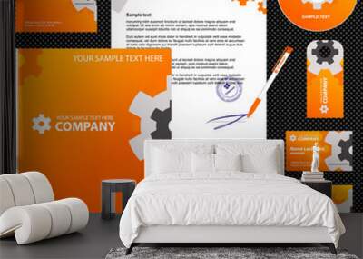 business style, corporate identity template 8 (orange industrial Wall mural