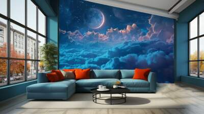 a full moon is seen above the clouds Wall mural