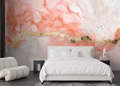 a pink and gold abstract painting Wall mural