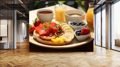 a plate of food with fruit Wall mural