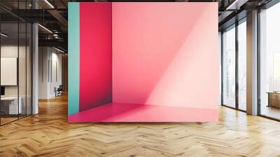 a room with a pink and blue wall Wall mural