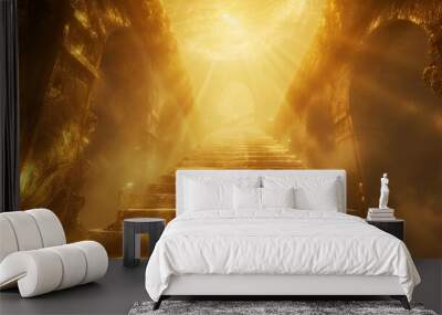 a stairway with light coming from the top Wall mural