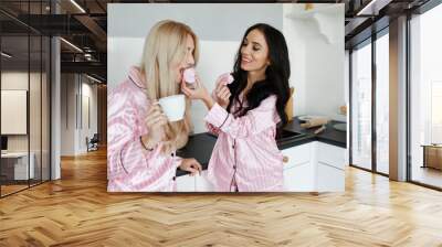 two women in the morning in the apartment Wall mural