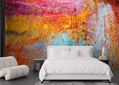 Painting Artistic bright color oil paints texture abstract artwork. Modern futuristic pattern for grunge wallpaper, interior, album, flyer cover, poster, booklet background. Creative graphic design Wall mural