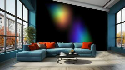 abstract colorful rainbow light leak prism flare photography overlay on black background Wall mural