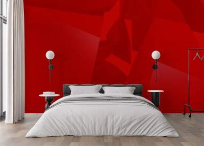 Abstract red background of lines, polygons and triangles. Desktop wallpaper. 3d rendering image. Wall mural