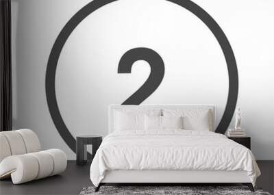 Gray number 2 in a circle on a white background. Numbers and numbers. Numbering. Rendering an image. Wall mural