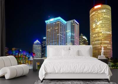 Downtown Tampa At Night Wall mural