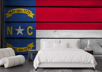 North Carolina State Flag on wood background Wall mural