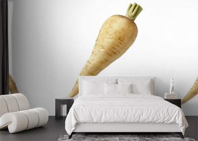 Set of A fresh, unpeeled parsnip isolated on transparent background Wall mural