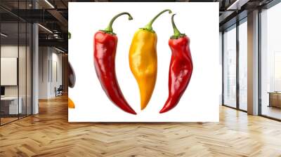 Set of paprika peppers in varying shades of red isolated on transparent background   (2) Wall mural