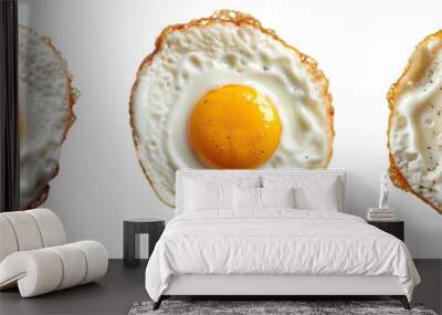 Set of perfectly cooked fried egg with a golden yolk isolated on transparent background Wall mural