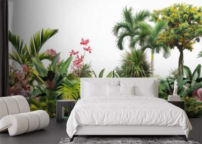 Flower bush shrub green tree isolated tropical plant  Wall mural