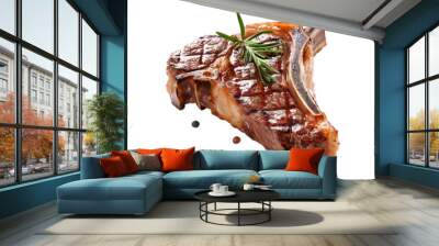 Grilled t bone beef steak on transparency background Wall mural