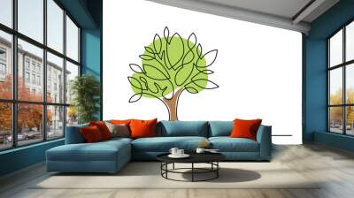 tree one line color Wall mural