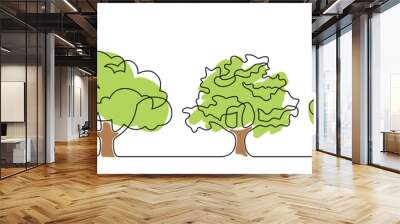 tree set one line color Wall mural