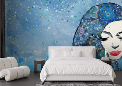 Fashion female background. Watercolor design element. Wall mural