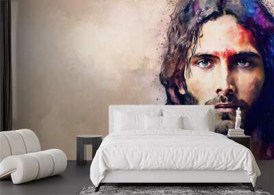 Jesus Christ. Painting illustration, generative ai. Wall mural