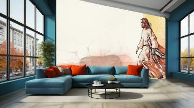 jesus. watercolor christian banner Wall mural