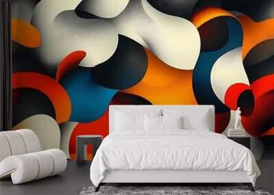 Nostalgic color scheme with vibrant bold geometric designs and patterns image Wall mural