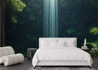 Stunning tropical scenery with a waterfall and blue green waters wallpaper Wall mural