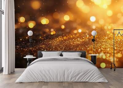 Warm shiny gold glitter texture with rich luxurious sparkles background Wall mural