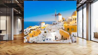 Panoramic view of Oia village at Santorini island, Greece Wall mural