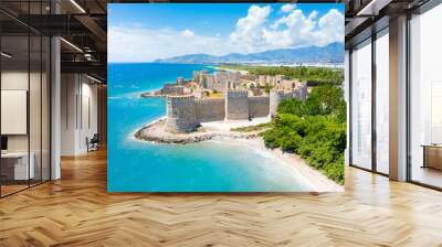 Panoramic view of the Mamure Castle in Anamur Town, Turkey Wall mural