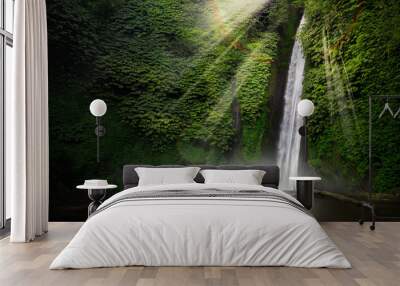 Waterfall in the tropical forest. (Munduk, Bali, Indonesia.) Wall mural