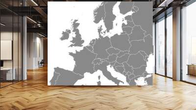 Europe map vector outline with scales of miles and kilometers in gray background Wall mural