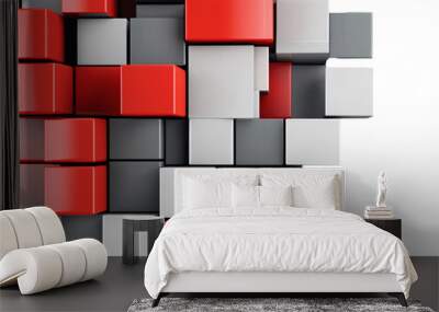 a group of red and grey cubes Wall mural