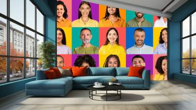 A vibrant collage of diverse individuals, each with a unique style and personality Wall mural